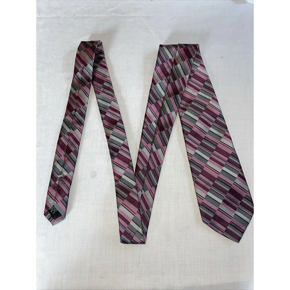 David Taylor Dress Tie Men’s Size 56” Pink Gray 100% Polyester Formal